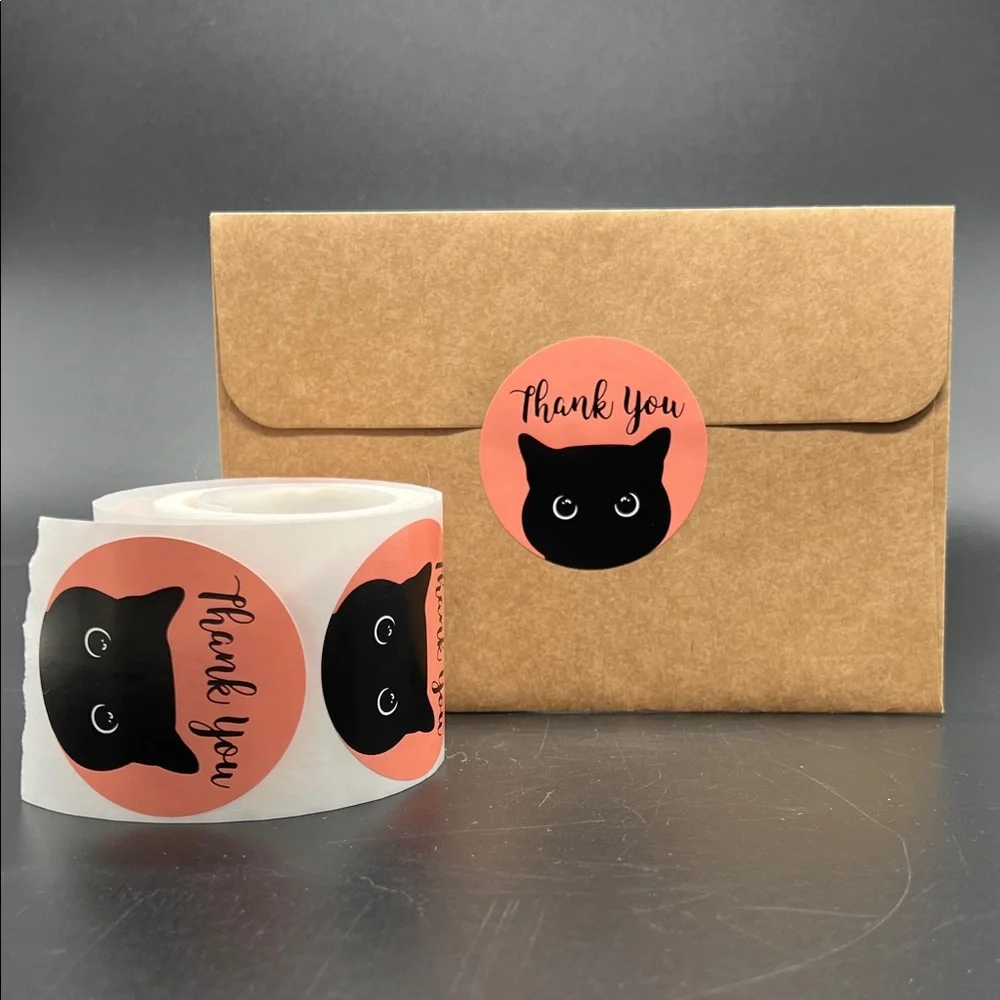 Black Cat “Thank You” Resellers Lot Stickers | 2” Round | Roll of 100